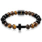 English letter bracelet Cross tiger Eye stone beaded bracelet
