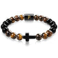 English letter bracelet Cross tiger Eye stone beaded bracelet