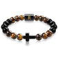 English letter bracelet Cross tiger Eye stone beaded bracelet