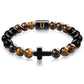 English letter bracelet Cross tiger Eye stone beaded bracelet