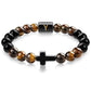 English letter bracelet Cross tiger Eye stone beaded bracelet