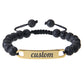 Stainless steel curved engraved bead bracelet