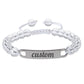 Stainless steel curved engraved bead bracelet