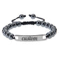 Stainless steel curved engraved bead bracelet
