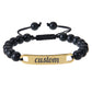 Stainless steel curved engraved bead bracelet