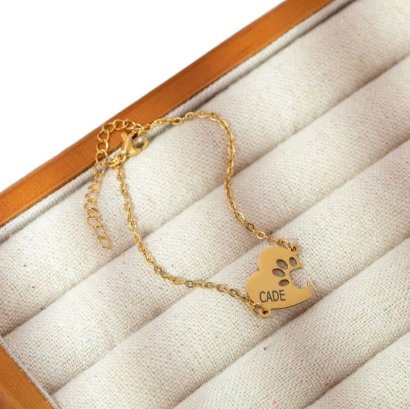 Personalized Pet Heart Paw Bracelet