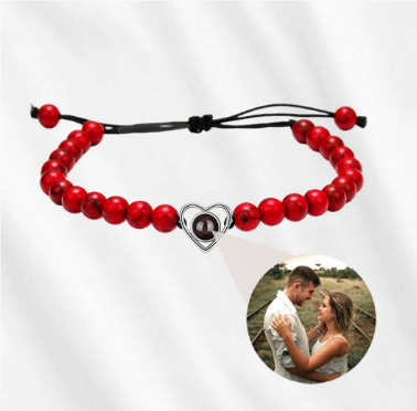 Personalized Frosted Stone Heart Photo Bracelet
