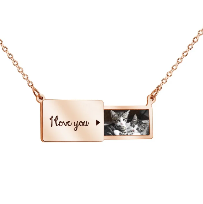 Personalized creative pull-out photo envelope Necklace