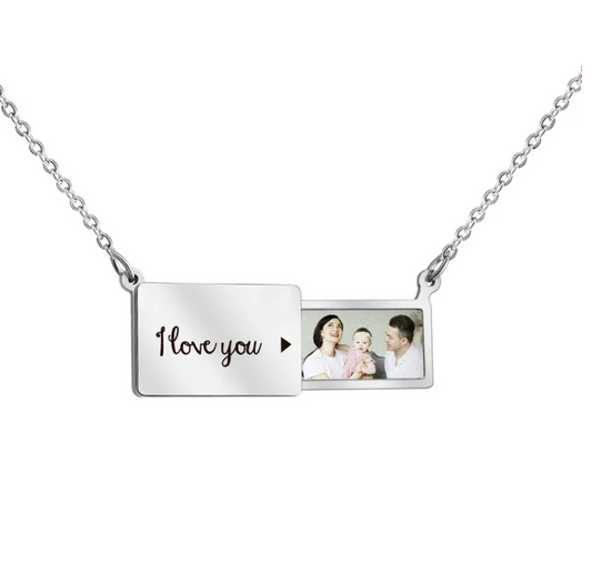 Personalized creative pull-out photo envelope Necklace