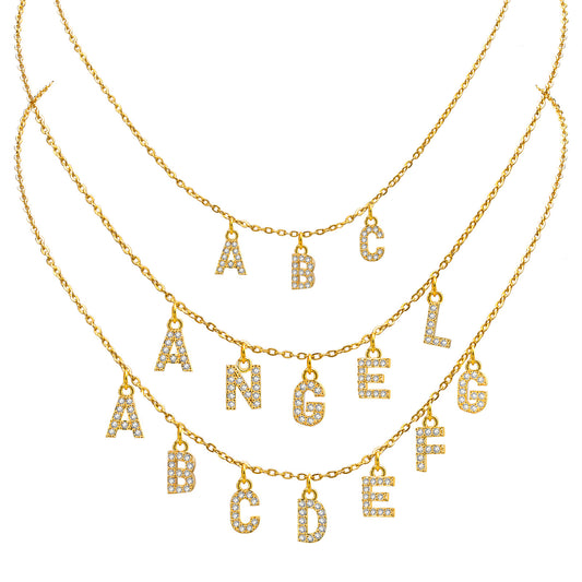 Personalized Zircon Letter Necklace - A Chain style