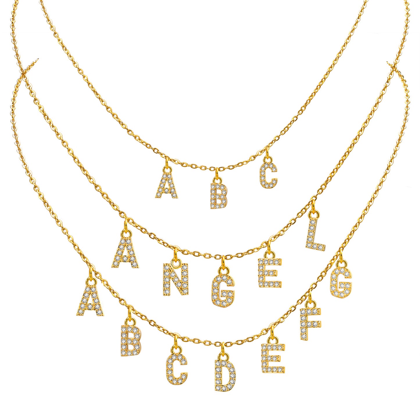 Personalized Zircon Letter Necklace - A Chain style