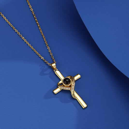 Personalized Cross Photo Necklace