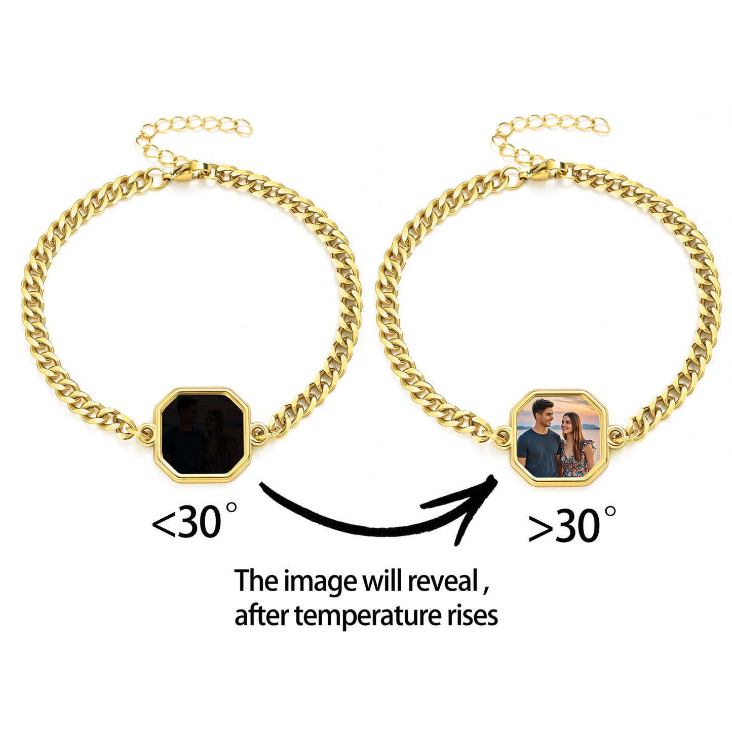 Personalized Square Heat-Activated Magic Bracelet with Hidden Picture