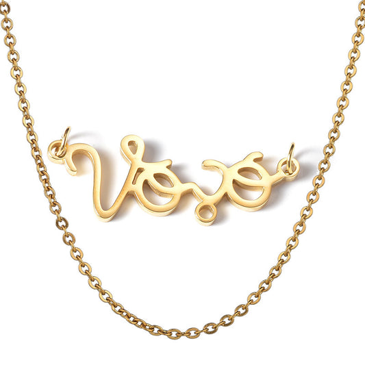 Personalized Vovó baby pendant grandmother necklace stainless steel boy girl figurine name necklace