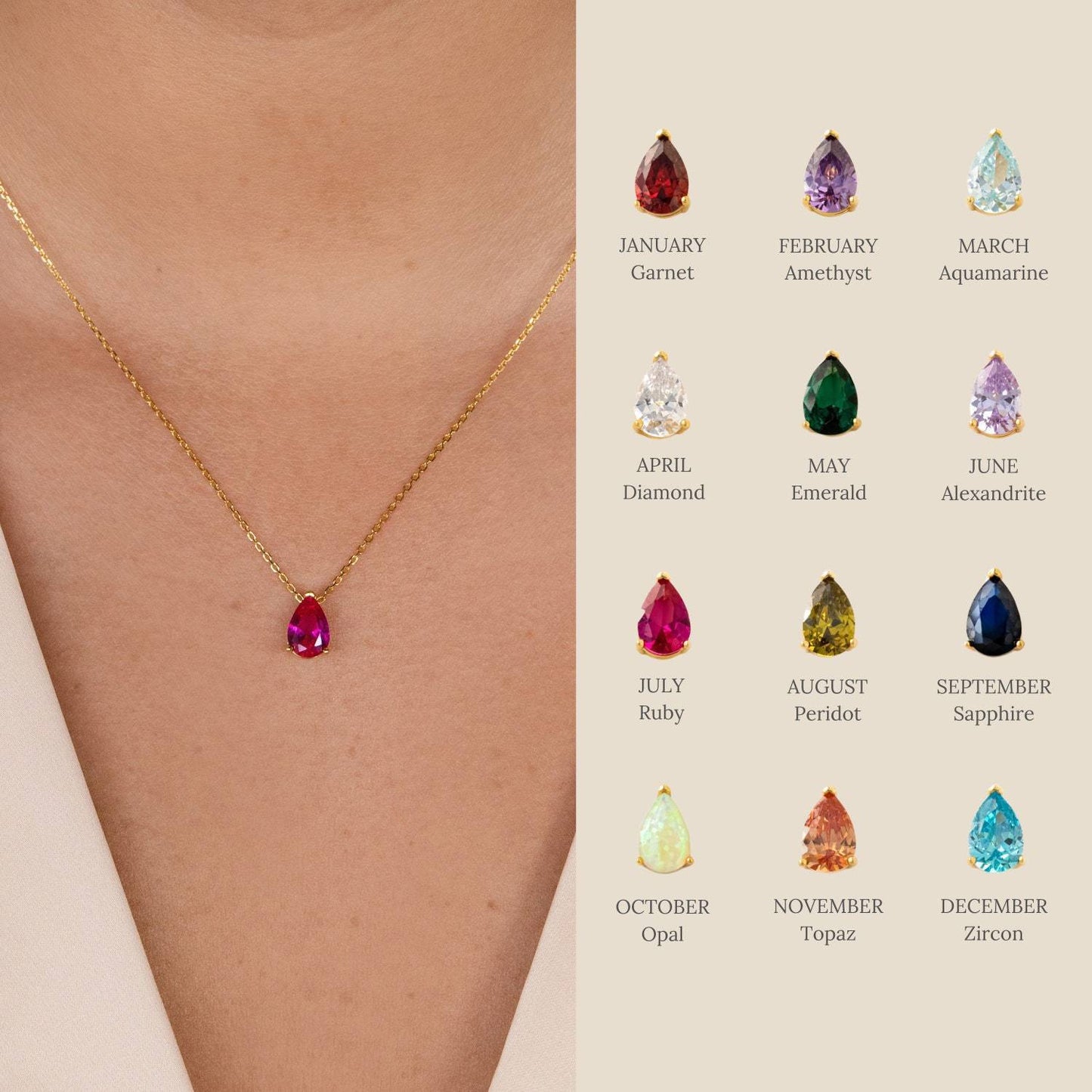 Stainless Steel Birthstone Necklace