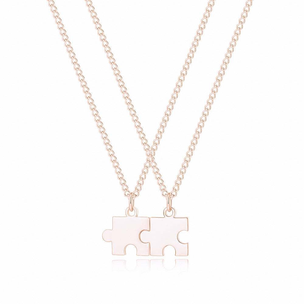 Personalized Couple Engraved Name Puzzle Necklace