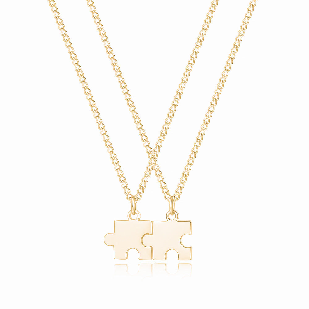 Personalized Couple Engraved Name Puzzle Necklace