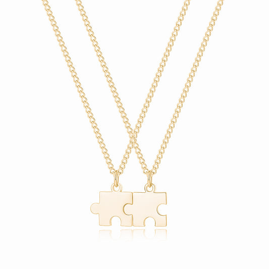 Personalized Couple Engraved Name Puzzle Necklace