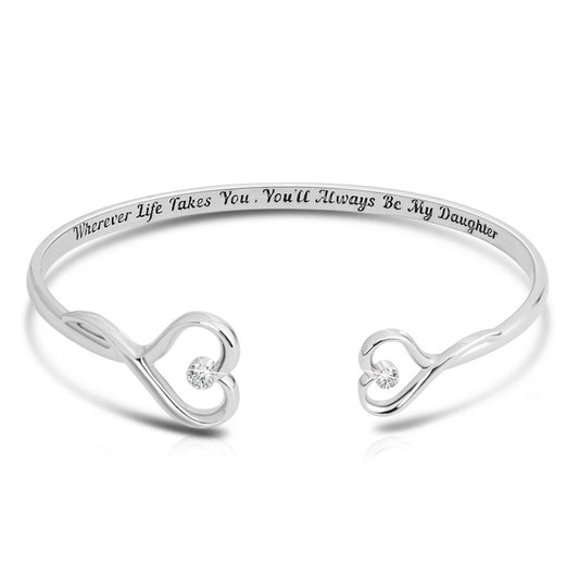 Personalized Double Hearts Engraved Words Bracelet