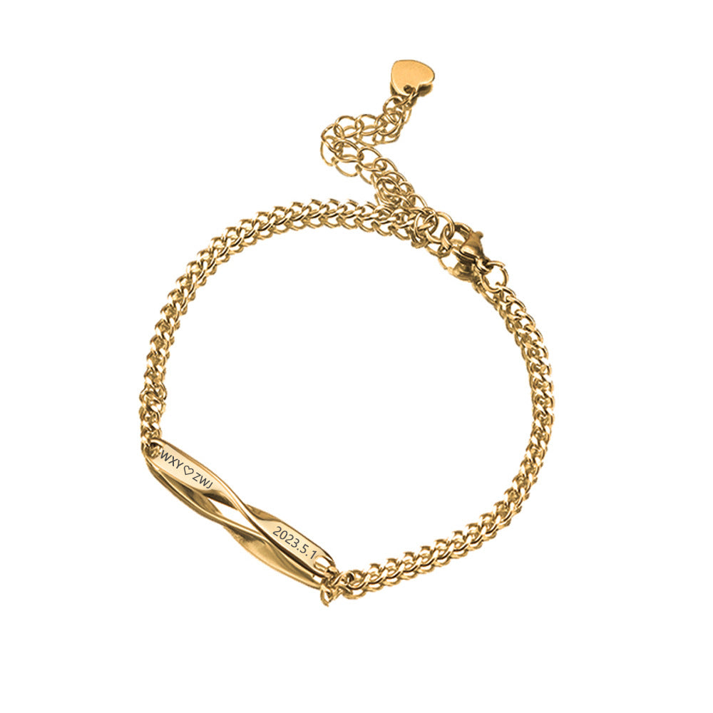 Custom Engraved Mobius Couple Bracelet