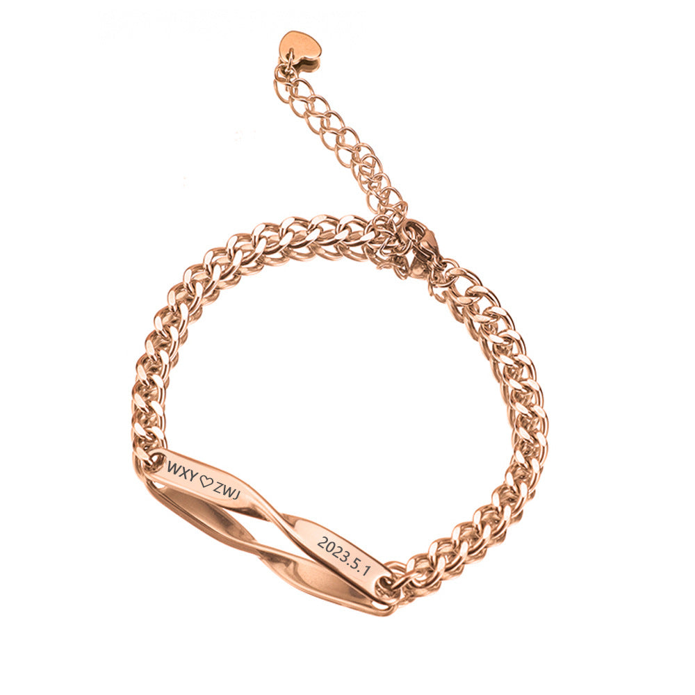 Custom Engraved Mobius Couple Bracelet