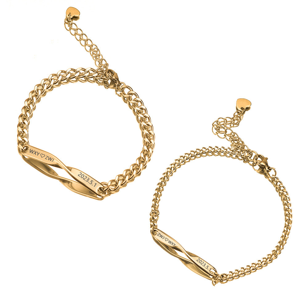 Custom Engraved Mobius Couple Bracelet