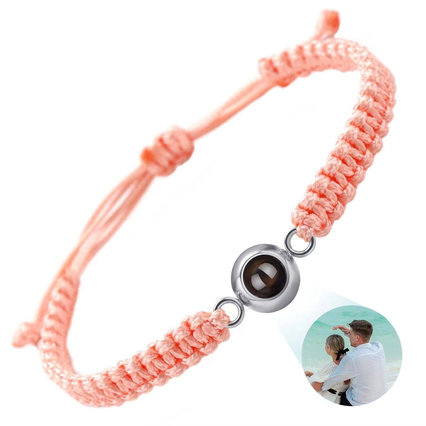Personalized Photo Projection Flat Knot Bracelet