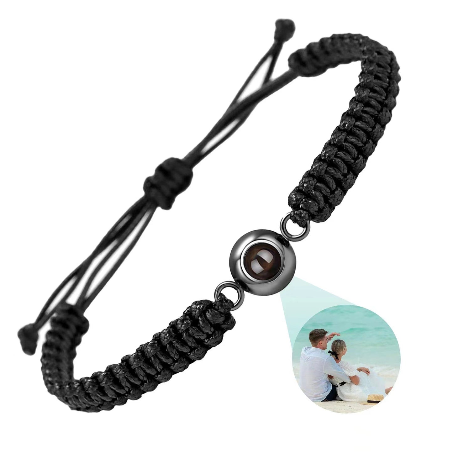 Personalized Photo Projection Flat Knot Bracelet