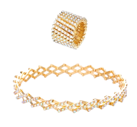 Magic Ring Seven-row Diamond Telescopic Ring Transforms into Bracelet A Dual-purpose Transformable Ring
