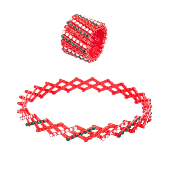 Magic Ring Seven-row Diamond Telescopic Ring Transforms into Bracelet A Dual-purpose Transformable Ring