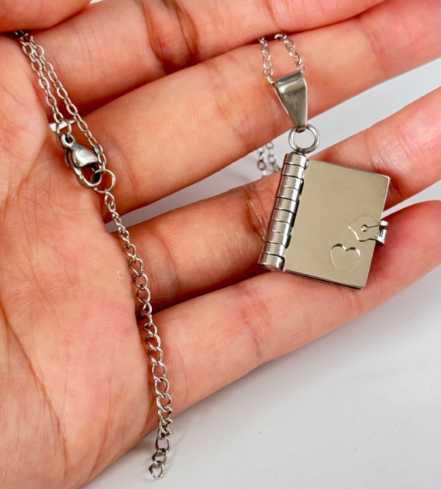 Personalized book necklace
