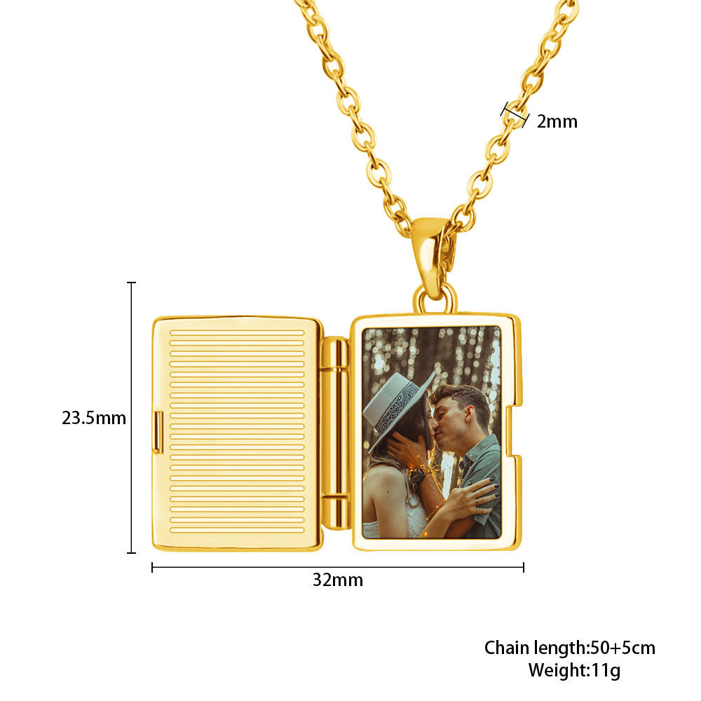 Personalized book photo necklace