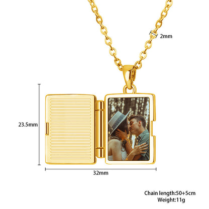 Personalized book photo necklace