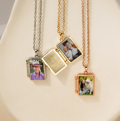 Personalized book photo necklace