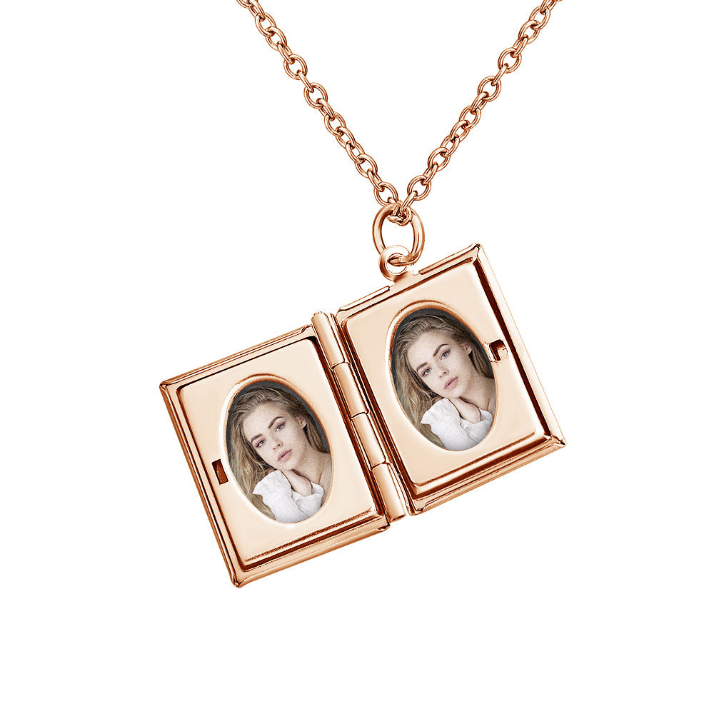 Personalized book photo necklace