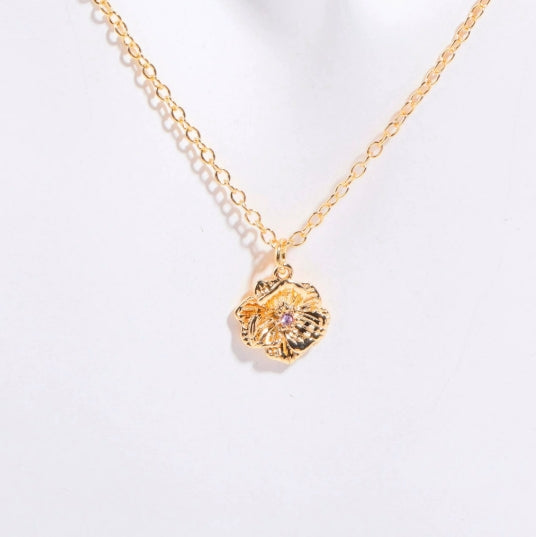 Three Edimensional Birth Flower Necklace