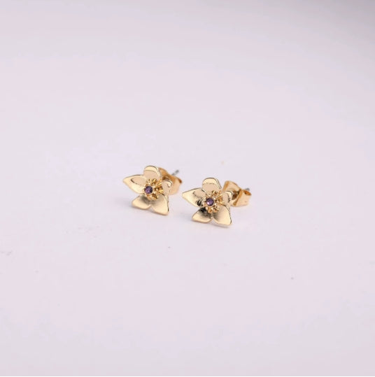 Three Edimensional Birth Flower Earrings