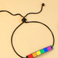 Personalized LGBT Box Bracelet - Custom Engraved Name & Acid-Etched Curved Charm - Stainless Steel Adjustable Chain