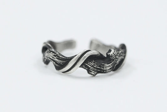 Handmade 999 Silver Ring - Custom Engraved Name Driftwood Ring with Organic Texture & Artisan Aging - Symbol of Long-Distance Love