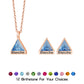 Geometric Birthstone Set - Custom Name Engraving Triangle Necklace and Earrings - Birthstone Matching Jewelry