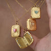 Personalized Magnetic Album Necklace - Double Photo Holder Pendant With Heart Cat's Eye Stone, For Custom Memories