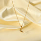18K gold-plated stainless steel three-zircon moon pendant necklace