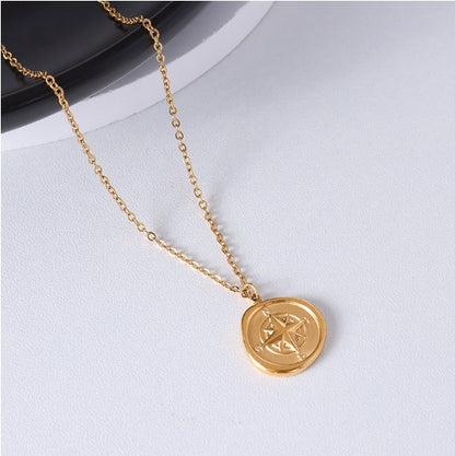 Round compass irregular geometric necklace lock