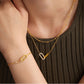 Double Ring Rectangular Full Diamond Personality Necklace