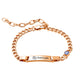 Custom Engraved Parent - Child Cuban Link Bracelets - Personalized Birthstone, Stainless Steel Curved Bar - Parent - Child Bracelet Set