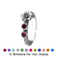 Custom 3D Floral Stack Ring with Birthstone Ring - Unique Birthday Gift