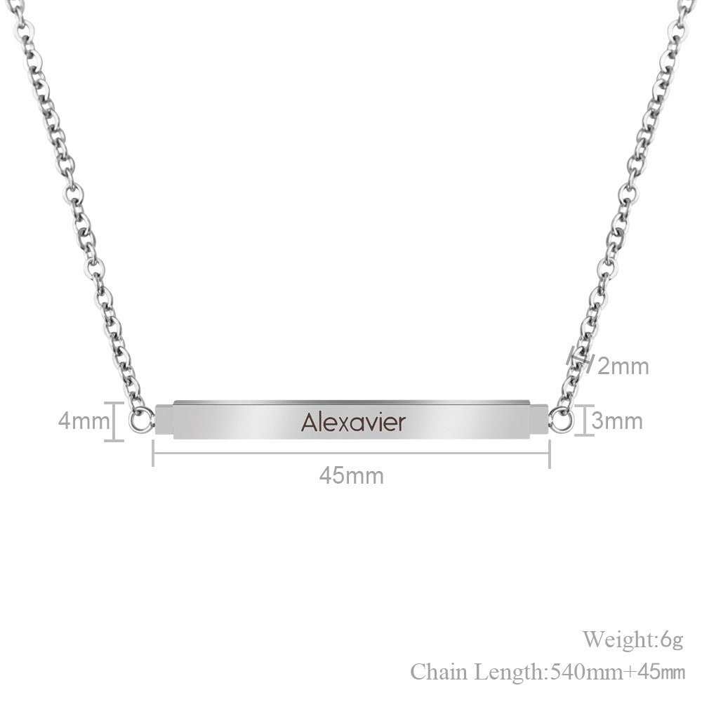 Custom Double Layer Scalable Bar Pendant - Personalized Name Engraved Necklace with Secret Message - For Couples and Loved Ones