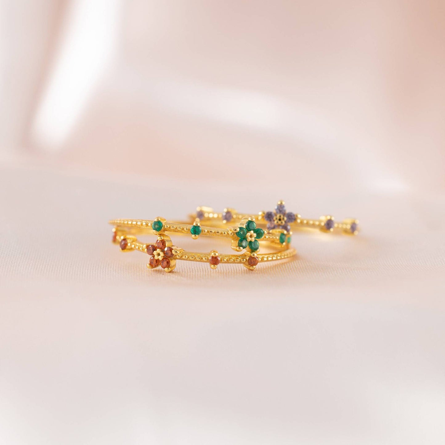 Personalized Flower Birthstone Ring - Custom Copper Blossom Ring with Zircon Gem - Adjustable Minimalist Jewelry Gift for Her