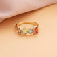 Custom Geometric Birthstone Ring - Personalized Copper Stackable Ring with Marquise Oval Round Cut Zircon - Minimalist Jewelry