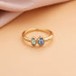 Custom Geometric Birthstone Ring - Personalized Copper Stackable Ring with Marquise Oval Round Cut Zircon - Minimalist Jewelry